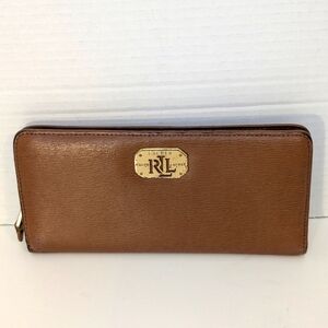 Lauren Ralph Lauren Slim Snap‎ And Zip Around Calf Leather Women's Wallet
